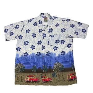 Pineapple Connection Best Brand M Hawaiian Shirt Woodies Cars Palm Trees Retro